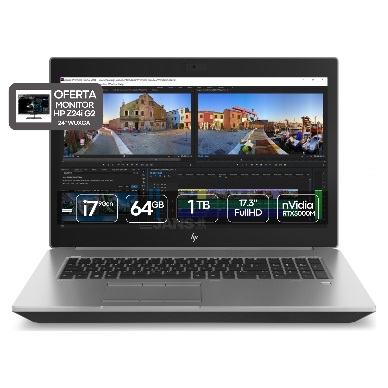 Portátil Recondicionado HP ZBook 17 G6 RTX 5000 Usado Renovado. Imagem Principal JANSit