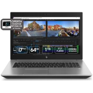 Computador usado recondicionado HP Zbook 17 G6, workstation mobile com nVidia RTX 5000M, oferta monitor HP. JANS-it.