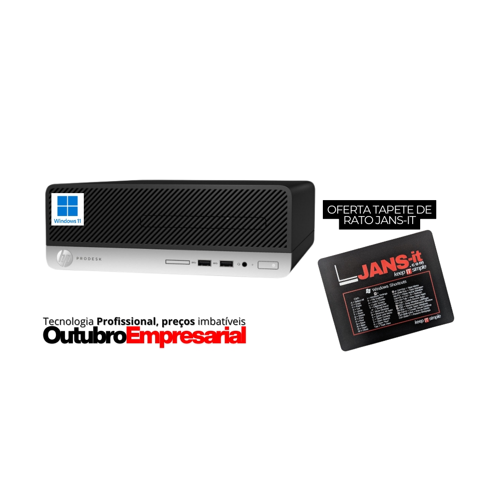 HP Prodesk 400 G5 SFF i5-8500, usado recondicionado com Garantia JANS-it. Com ofertas Promoção Outubro Empresarial.