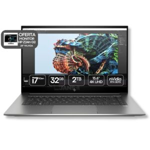 Computador Portátil usado recondicionado HP Zbook Studio G8 i7 com RTX 3070. Oferta monitor HP Z24n G2. JANS-it