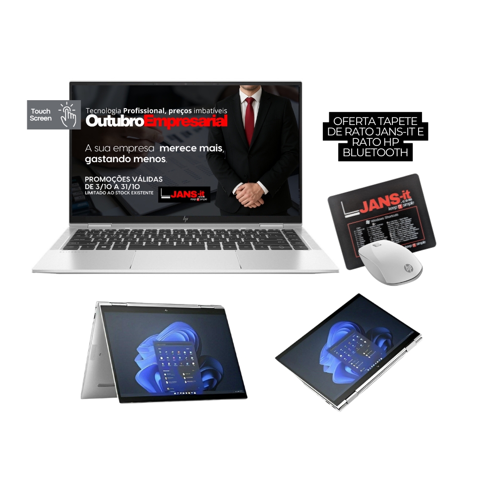 Portátil HP Elitebook 1030 G7 x360, híbrido profissional, usado recondicionado com Garantia JANS-it. Oferta Outubro Empresarial.