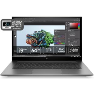 Computador portátil usado recondicionado HP ZBook Studio G8 processador i9 com oferta de monitor HP Z24n G2. JANS-it.