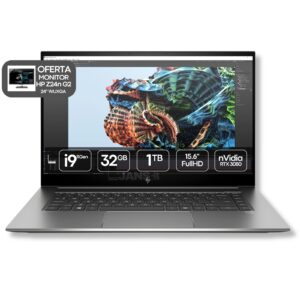 Computador portátil recondicionado usado HP ZBook Studio G8, processador i9. Oferta monitor HP Z24n G2 JANS-it.