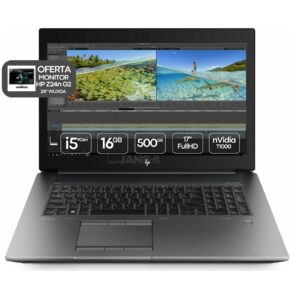 Computador portátil usado recondicionado HP Zbook 17 G6, workstation portátil com garantia JANS-it. Oferta do monitor HP Z24n G2.