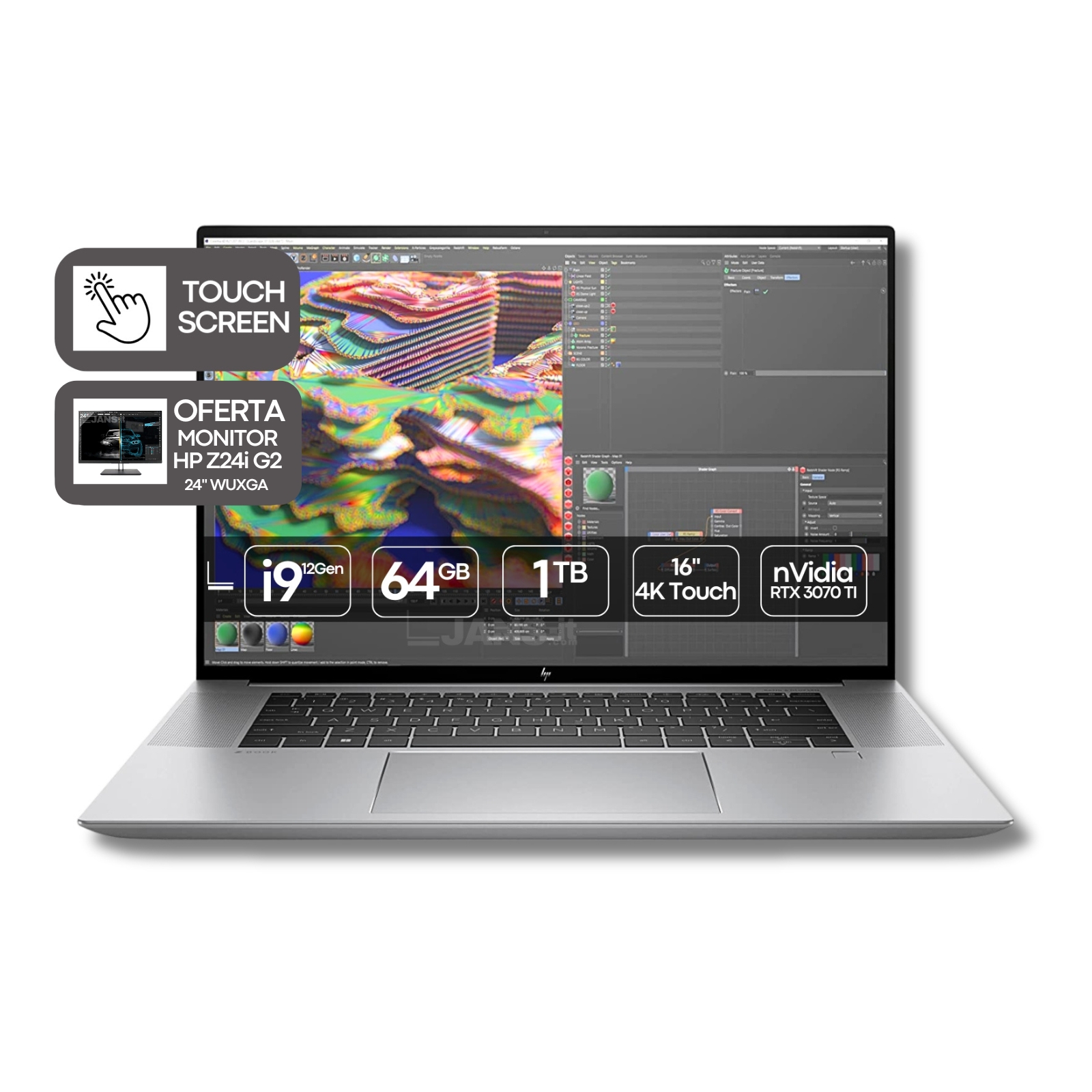 Computador portátil usado recondicionad HP ZBook Studio 16 G9 oferta monitor HP Z24i G2 JANS-it