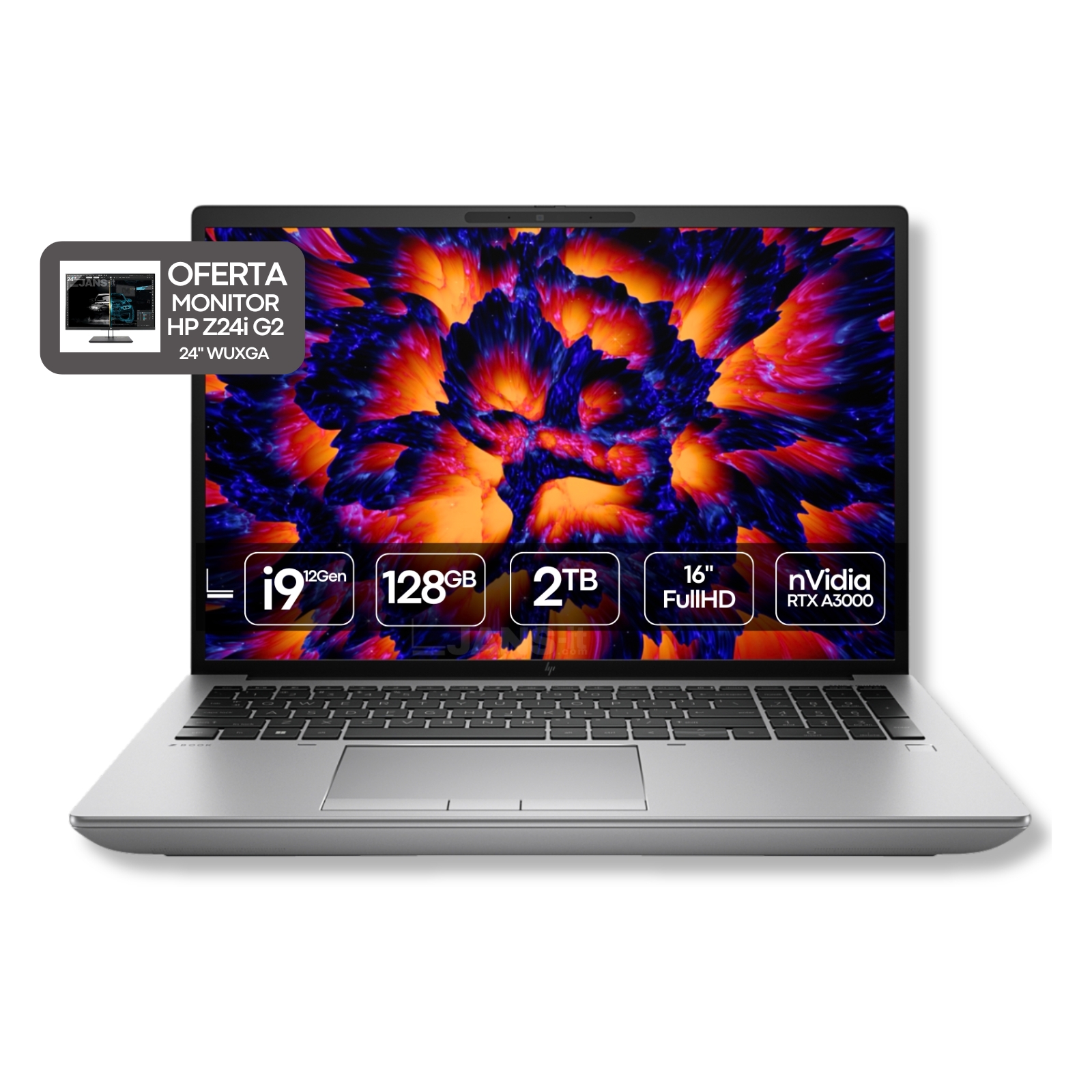 Computador portátil recondicionado usado HP ZBook 16 G9 processador i9 oferta monitor HP Z24i G2 JANS-it