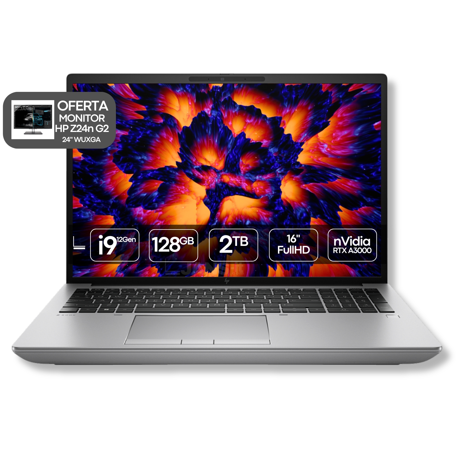 Computador portátil recondicionado usado HP ZBook 16 G9 processador i9 oferta monitor HP Z24n G2 JANS-it