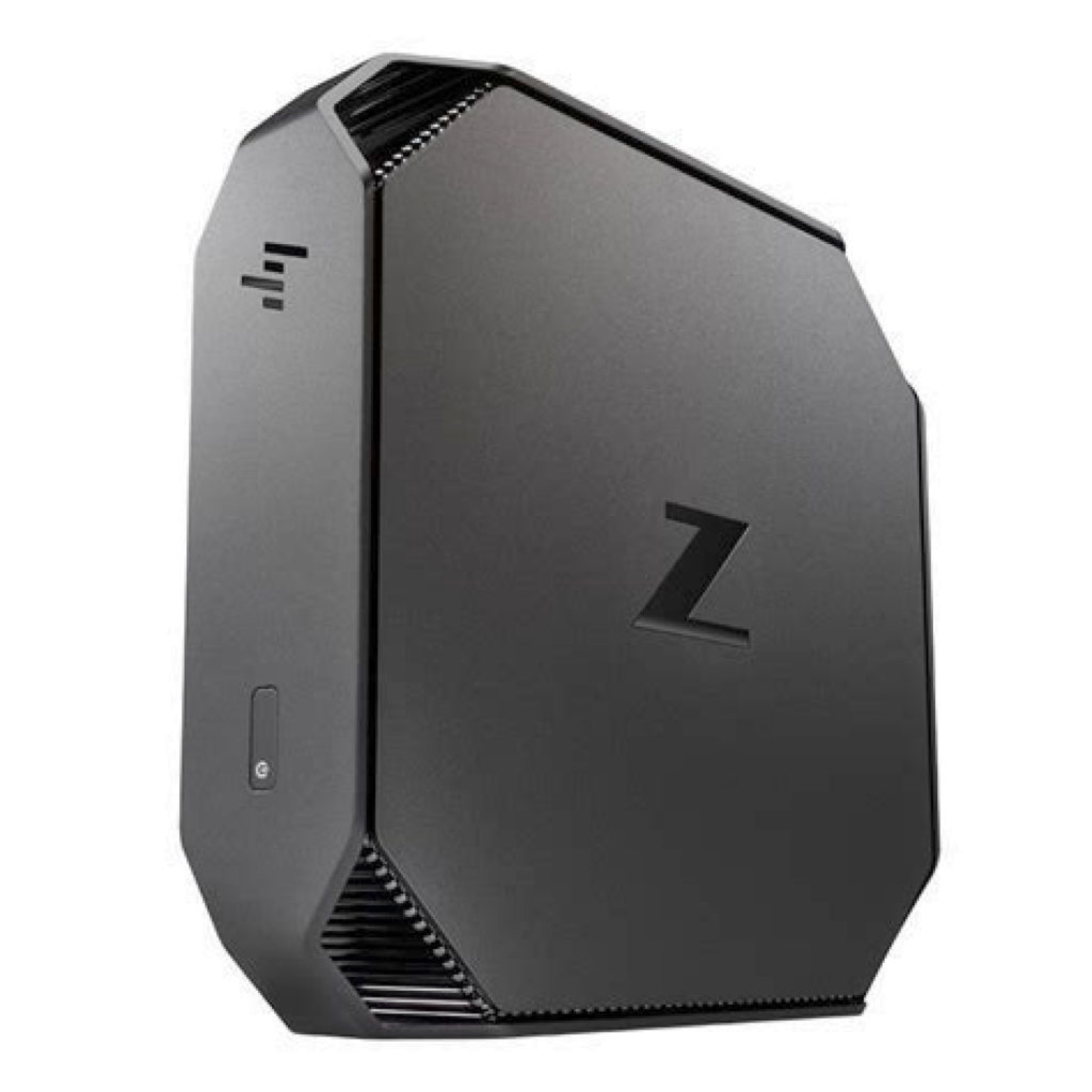 Imagem vertical da HP Z2 mini G5, workstation profissional em formato mini da HP. Equipamentos recondicionados JANSit.