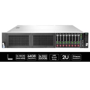 Servidor HP Proliant DL380 G10, servidor usado recondicionado 2p Xeon Gold 6838, 64GB, 3x SSD 500GB, 2U, 3 Anos de Garantia JANSit.