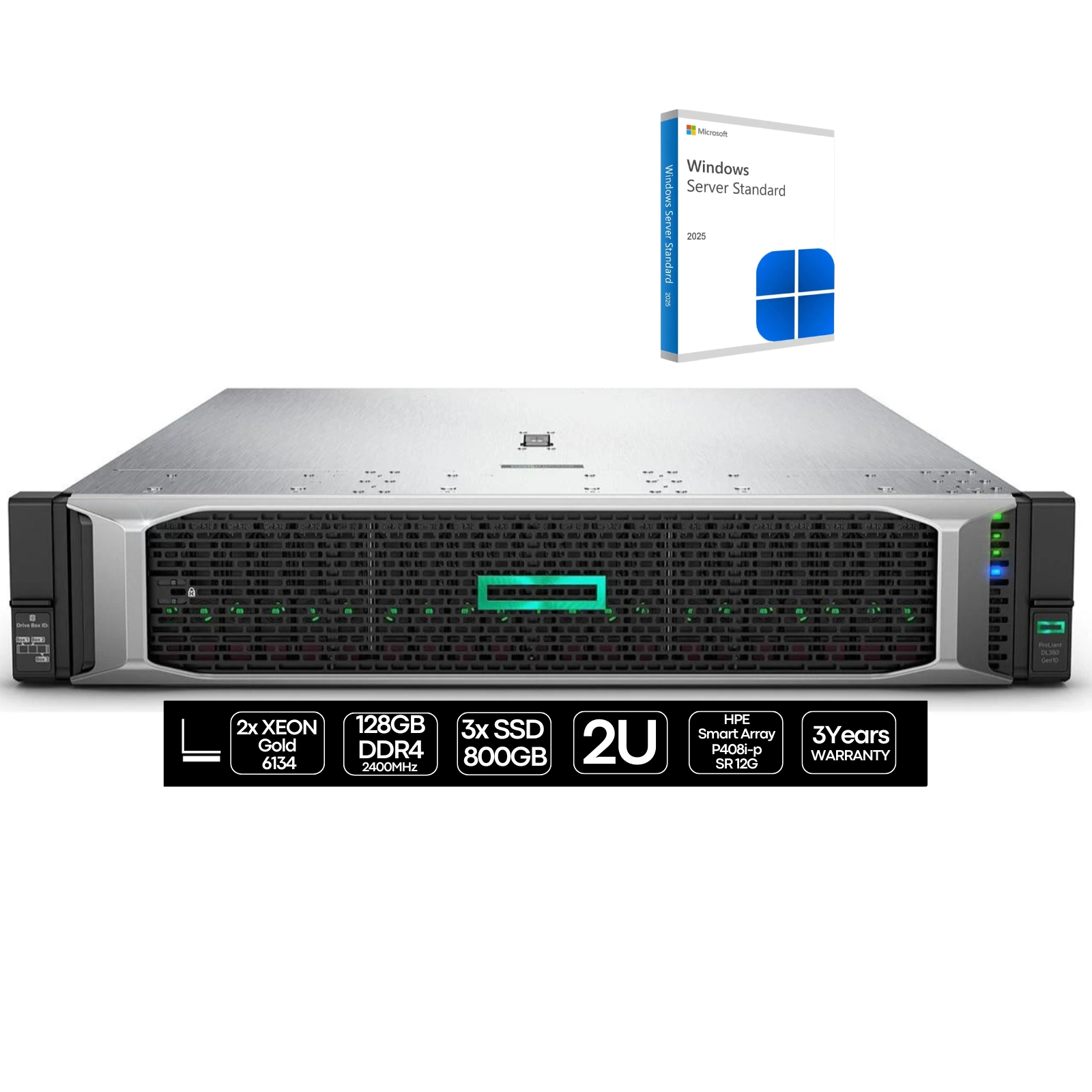 Servidor Recondicionado HP Proliant DL380 G10 c/ Windows Server 2025 Usado Renovado c/ garantia 2 anos. Imagem Principal JANSit