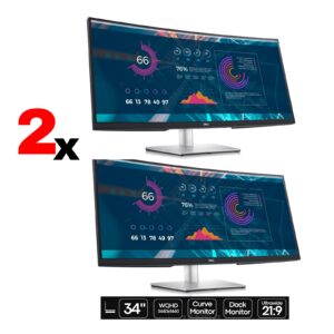 Duas Unidades Dell P3421W 34" WQHD IPS Curve Dock Monitor