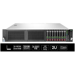 Servidor rack 2U HP ProLiant DL380 Gen10 ECO recondicionado JANSit – Equipado com dois discos SSD de 1TB para armazenamento de alta velocidade, chassis expansível e gestão avançada iLO 5. Solução corporativa eficiente, estado Grade A com garantia JANSit.
