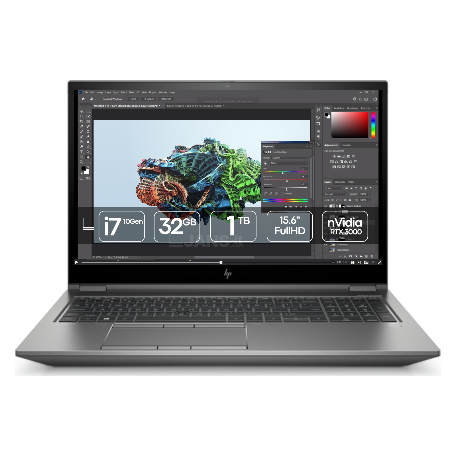 Workstation Portátil Recondicionada HP ZBook 15 G7 Fury RTX 3000 com garantia 2 anos Usado Renovado. Imagem Principal JANSit