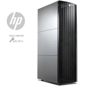 Armário Rack 19 polegadas HP 10642 G2 de 42U completo e com chave – Unidade recondicionada JANSit Grade A com painéis laterais e portas perfuradas trancáveis. Inclui PDU de 32A e sistema de gestão de energia, com 24 meses de garantia JANSit.