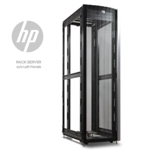 Armário Rack 19 polegadas HP 10642 G2 de 42U recondicionado JANSit – Estrutura aberta sem painéis laterais para máxima ventilação e fácil gestão de cabos. Inclui porta frontal perfurada e calhas ajustáveis, ideal para servidores e networking, com garantia JANSit.
