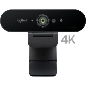 Webcam Logitech Brio 4K Ultra HD recondicionada JANSit – Câmara profissional para videoconferência com HDR, zoom digital 5x e suporte para Windows Hello (reconhecimento facial). Design premium com tampa de privacidade e garantia JANSit.
