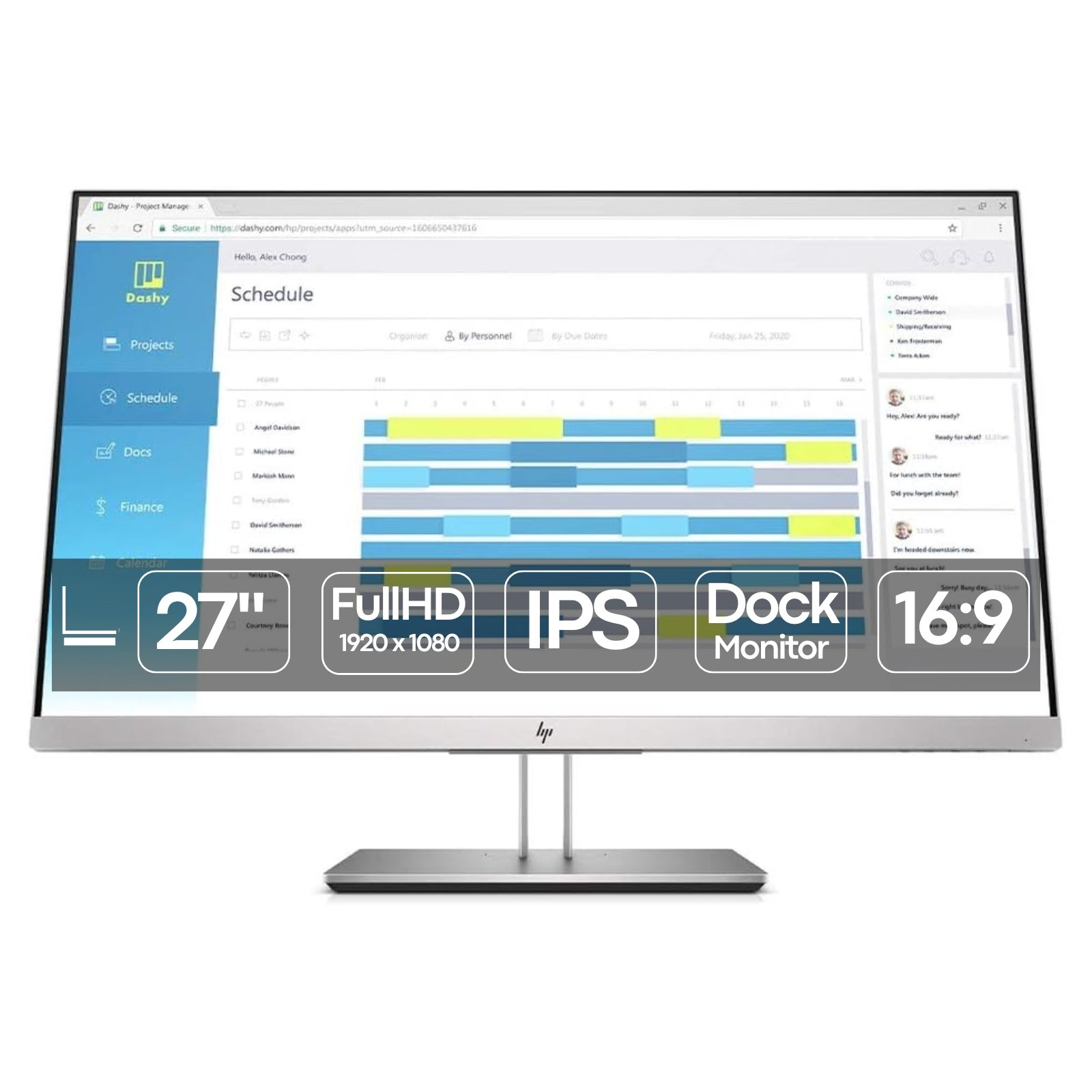 Monitor Docking Station HP EliteDisplay E273d de 27 polegadas recondicionado JANSit – Ecrã IPS Full HD com molduras ultra-finas, câmara pop-up de privacidade e conectividade USB-C. Solução profissional 'All-in-One' com suporte ergonómico e garantia JANSit.
