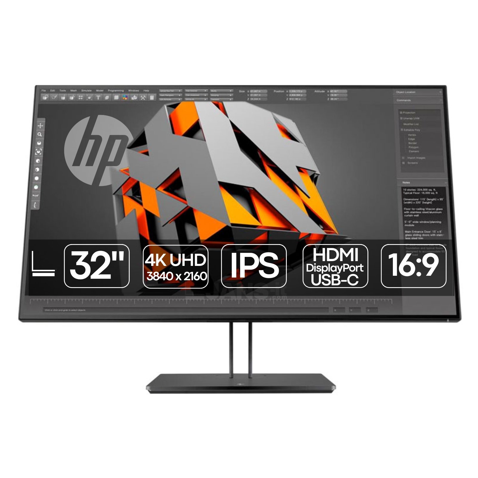 Monitor Profissional HP Z32 4K UHD de 31.5 polegadas recondicionado JANSit – Painel IPS com calibração de cor de fábrica, molduras ultra-finas de 4 lados e conectividade USB-C (65W). Ecrã de grande formato Grade A com garantia JANSit.
