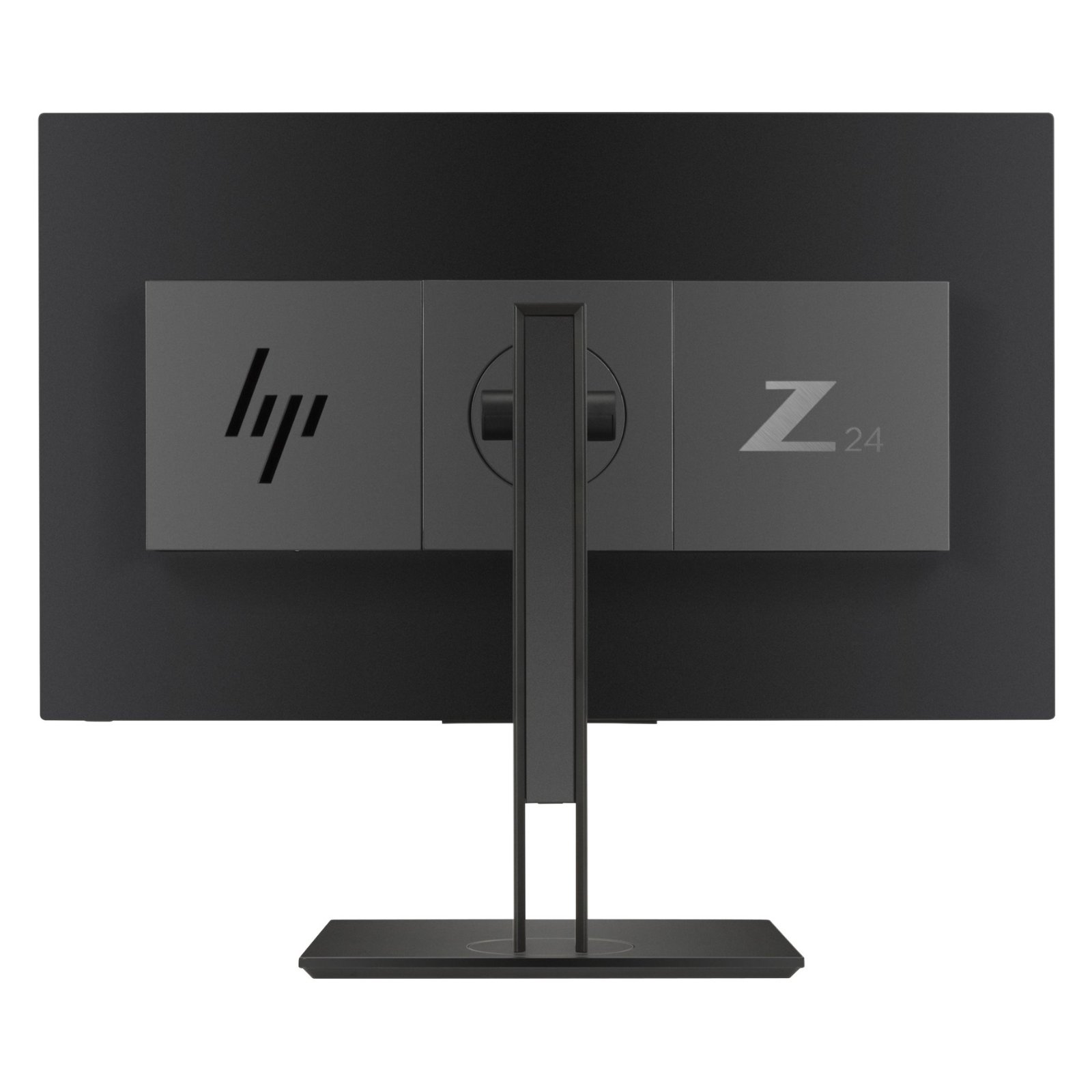 Vista traseira do monitor profissional HP ZDisplay Z24nf G2 recondicionado JANSit – Detalhe das entradas DisplayPort, HDMI, VGA e Hub USB 3.0. Inclui suporte VESA para montagem em braços articulados e gestão de cabos, com garantia JANSit.