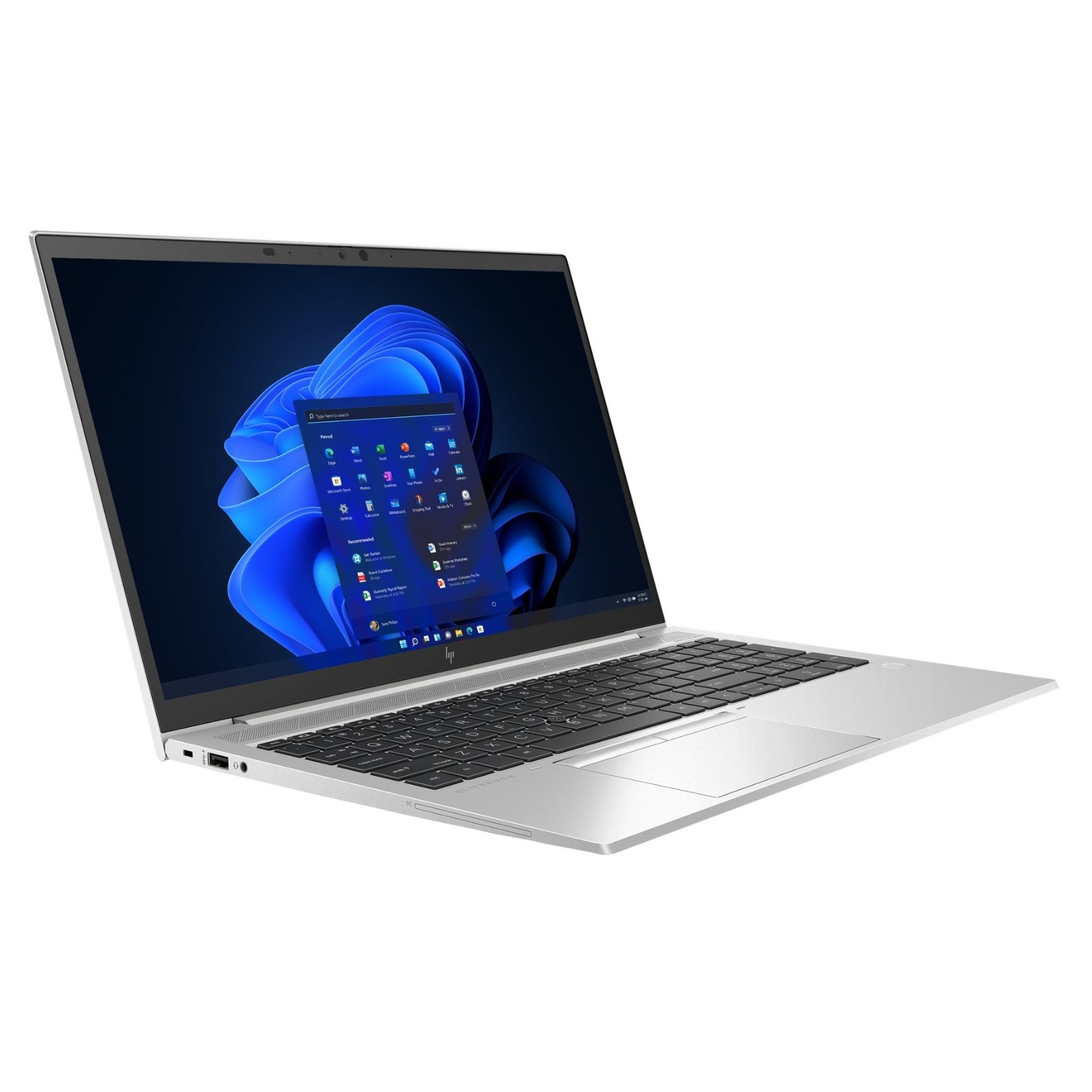 Vista lateral direita do portátil HP EliteBook 850 G8 recondicionado JANSit – Detalhe das duas portas USB-C Thunderbolt 4, porta HDMI 2.0 e entrada de alimentação. Design ultra-fino em alumínio com conectividade de alta velocidade e garantia JANSit.