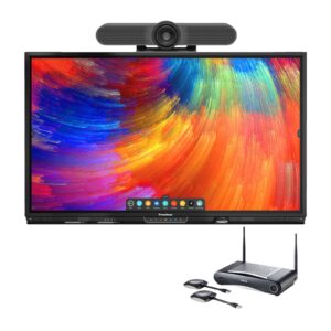 Sistema completo de videoconferência recondicionado JANSit – Painel interativo Promethean de 75 polegadas, câmara 4K Logitech MeetUp e sistema de apresentação sem fios Barco ClickShare CSE-200. Solução premium para salas de reunião Grade A com garantia JANSit.