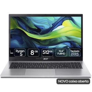Portátil Acer Aspire 5 A515-42P Novo Caixa Aberta JANSit – Processador AMD Ryzen 5 5625U, 8GB RAM, SSD 512GB e ecrã de 15.6'' Full HD.