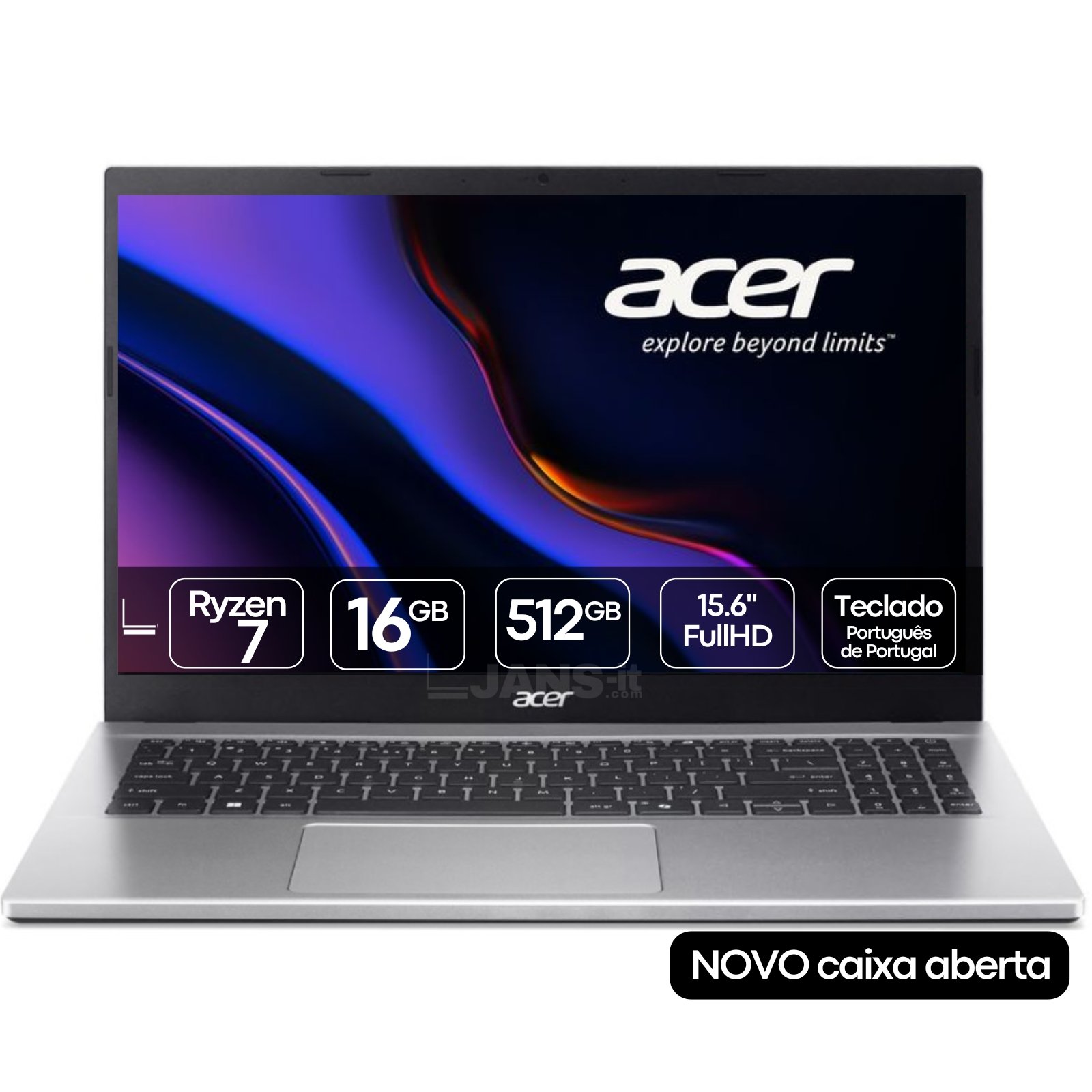 Portátil Acer Aspire 5 A515-42P Novo Caixa Aberta JANSit – Processador AMD Ryzen 7 5700U, 16GB RAM, SSD 512GB e ecrã 15.6'' Full HD IPS.