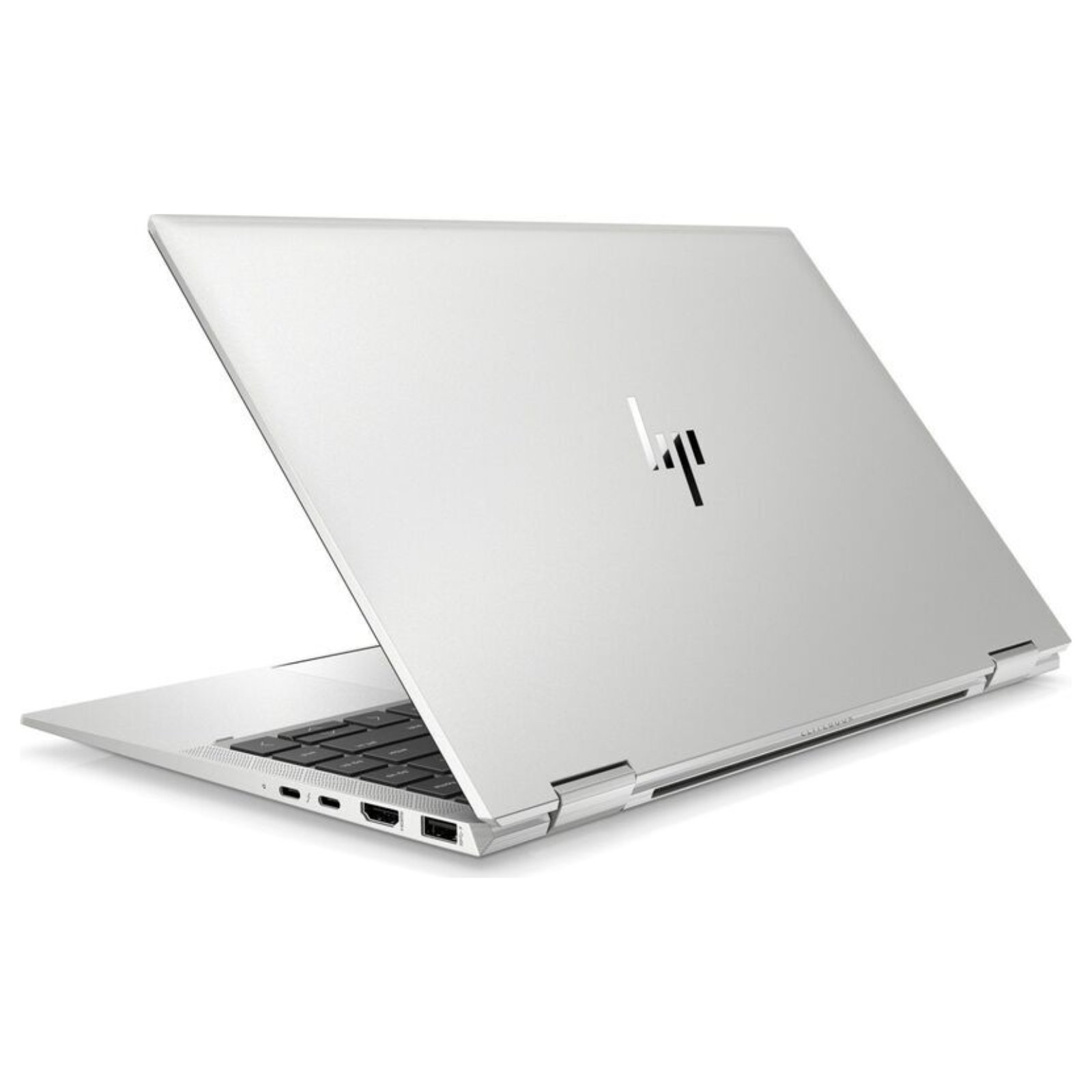 Vista traseira do portátil convertível HP EliteBook 1040 x360 recondicionado JANSit – Destaque para as dobradiças duplas reforçadas, saída de ventilação discreta e chassis em alumínio monobloco. Design 2 em 1 de alta resistência Grade A com garantia JANSit.
