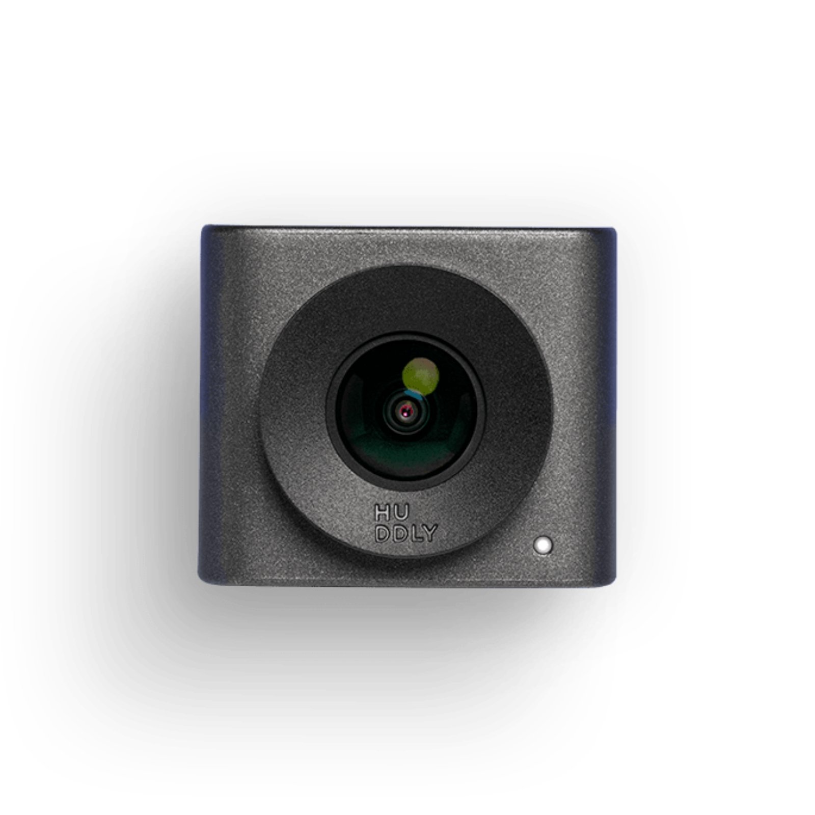 Detalhe da lente ultra-wide da webcam Huddly GO recondicionada JANSit – Câmara de alta performance para videoconferência com ângulo de 150°.