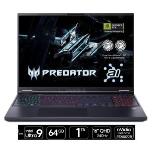 Portátil Gaming Acer Predator Helios Neo JANSit – Processador Intel Core Ultra 9, 64GB RAM, SSD 1TB e Gráfica NVIDIA GeForce RTX 5070 Ti.
