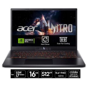 Portátil Gaming Acer Nitro V 15 ANV15-51 recondicionado JANSit – Processador Intel Core i7-13620H, 16GB RAM, 512GB SSD e NVIDIA GeForce RTX 4060. Portátil de alto desempenho para gaming 1080p ultra e multitarefa, com garantia JANSit