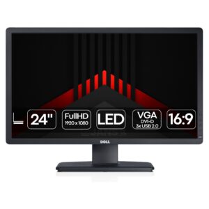 Monitor Dell Professional P2412H recondicionado JANSit – Painel LED de 24 polegadas Full HD (1920x1080). Design ergonómico com ajuste de altura e rotação, ecrã antirreflexo e eficiência energética. Estado Grade A com garantia JANSit.