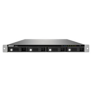 Servidor de armazenamento NAS QNAP TS-453U recondicionado JANSit – Formato Rack 1U com 4 baías para discos rígidos. Processador Intel Quad-Core, suporte para virtualização e backups empresariais. Estado Grade A com garantia JANSit.