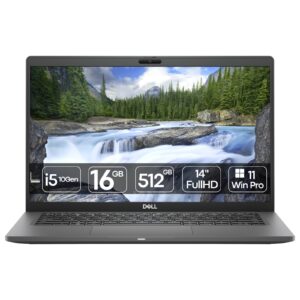 Portátil premium Dell Latitude 7410 recondicionado JANSit – Processador Intel Core i5-10ª Geração, 16GB RAM e SSD 512GB. Ecrã 14 polegadas FHD com molduras ultra-finas e chassis em fibra de carbono/alumínio. Estado Grade A com garantia JANSit.