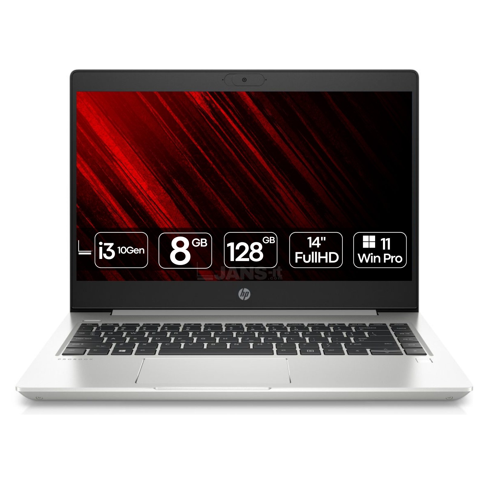 Computador portátil HP ProBook 440 G7 recondicionado JANSit – Processador Intel Core i3-10110u, ecrã de 14 polegadas Full HD e design em alumínio prateado. Portátil empresarial robusto e leve, qualidade Grade A com garantia JANSit