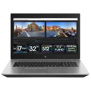 Workstation portátil HP ZBook 17 G5 recondicionada JANSit – Ecrã 17 polegadas FHD, processador Intel Core i7-8850H, 32GB RAM, 512GB SSD e gráfica NVIDIA Quadro P3200 6GB. Performance de desktop em formato portátil, estado Grade A com garantia JANSit.