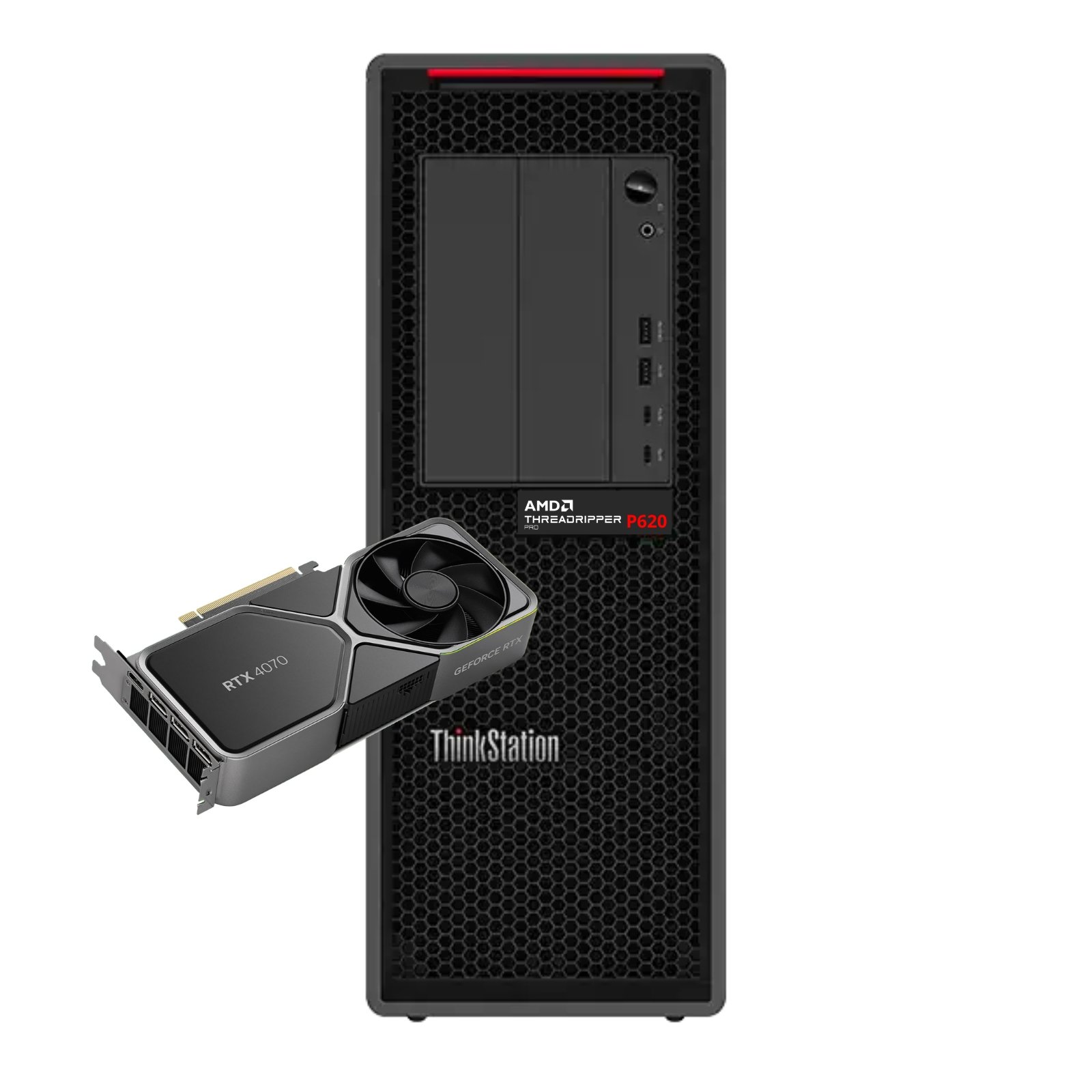 Workstation Lenovo ThinkStation P620 recondicionada JANSit – Processador AMD Ryzen ThreadRipper Pro 5975WX (32 núcleos), 128GB RAM e NVIDIA GeForce RTX 4070 Ti. Performance extrema para Data Science, 3D e renderização, qualidade Grade A JANSit.