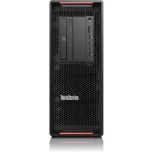 Workstation profissional Lenovo ThinkStation P510 recondicionada JANSit – Torre de alta performance com grelha frontal 'honeycomb' para fluxo de ar otimizado e pegas integradas. Hardware de classe industrial Grade A para engenharia, arquitetura e análise de dados.