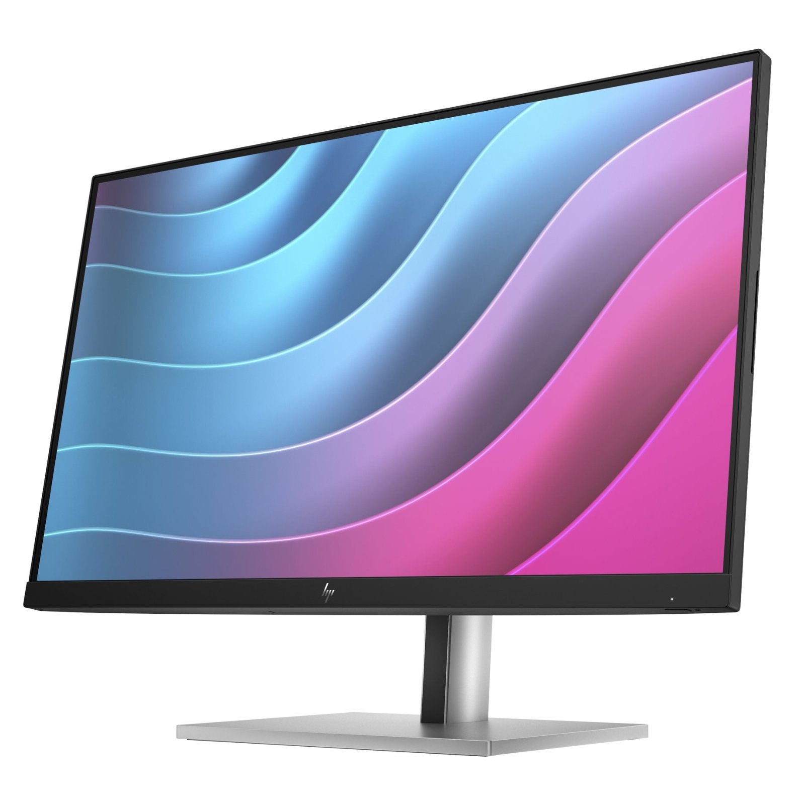 Vista lateral direita do monitor profissional HP EliteDisplay E24 G5 recondicionado JANSit – Destaque para o HUB de portas USB de acesso rápido, perfil slim e amplitude de inclinação do suporte ergonómico. Estado Grade A com garantia JANSit.