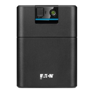 UPS Line-Interactive Eaton 5E1200UD Gen2 recondicionada JANSit – Sistema de alimentação ininterrupta de 1200VA com design compacto em preto fosco, botão de energia frontal e indicadores LED. Estado Grade A+ com garantia JANSit.