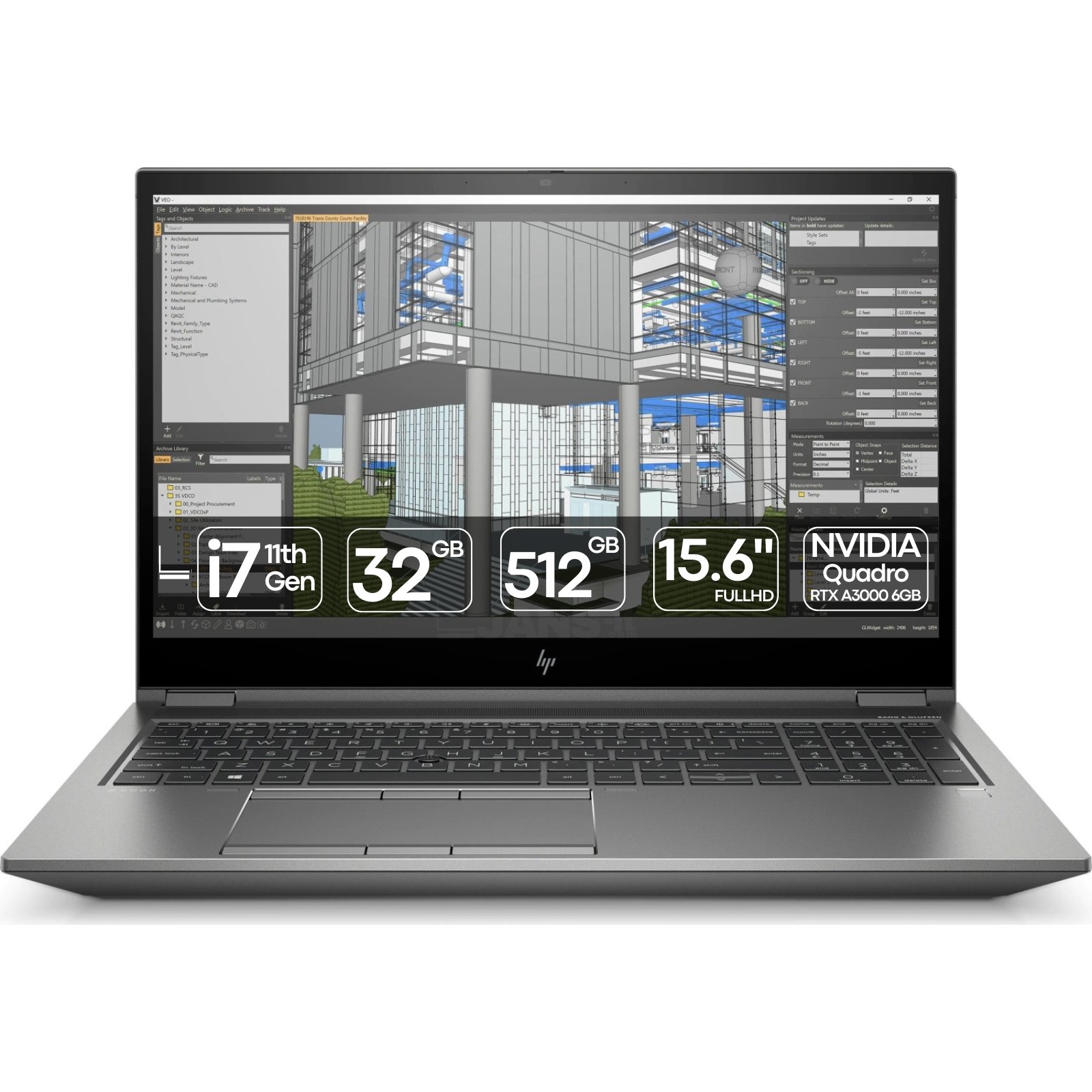 Workstation portátil HP ZBook Fury 15 G8 recondicionada JANSit – Desempenho profissional com processador Intel Core i7, placa gráfica NVIDIA RTX A3000 e ecrã de 15.6 polegadas Full HD. Chassis de alumínio premium, estado Grade A com garantia JANSit.