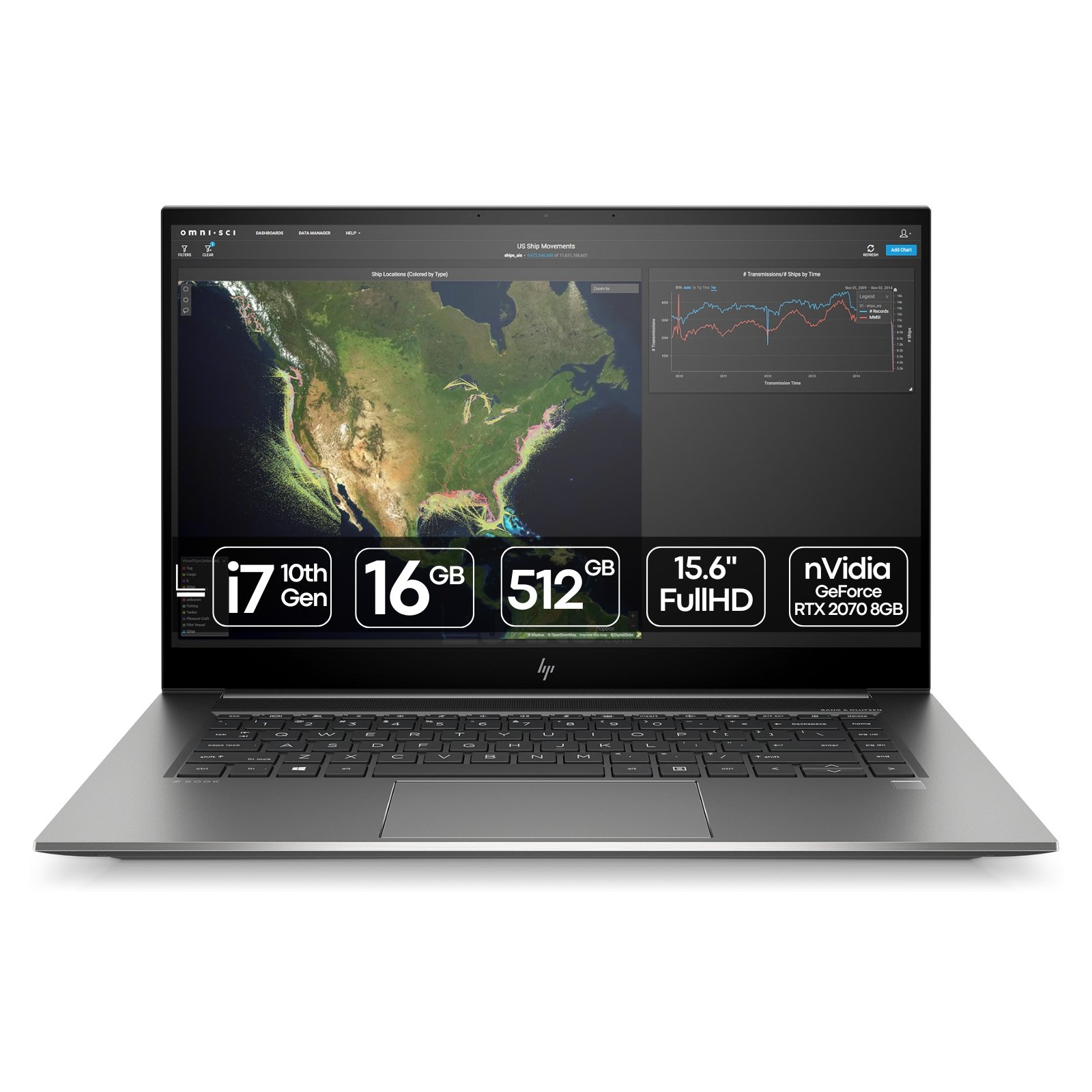 Workstation portátil HP ZBook Create G7 recondicionada JANSit – Portátil premium para criadores com processador Intel Core i7, 16GB de RAM, placa gráfica NVIDIA GeForce RTX 2070 e chassis ultrafino em alumínio prateado. Estado Grade A com garantia JANSit.