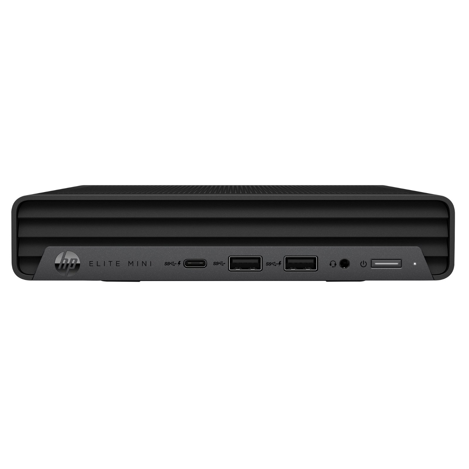 Computador HP Elite Mini 600 G9 recondicionado JANSit – Mini PC profissional ultra-compacto, exibindo o painel frontal com botão de energia, portas USB de alta velocidade e ligação de áudio. Imagem principal com garantia JANSit.
