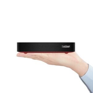 Computador Lenovo ThinkSmart i5-1145G7E recondicionado JANSit – Dispositivo inteligente para salas de reuniões, exibindo o design compacto, painel frontal com logótipo e indicador luminoso de estado. Imagem principal com garantia JANSit.