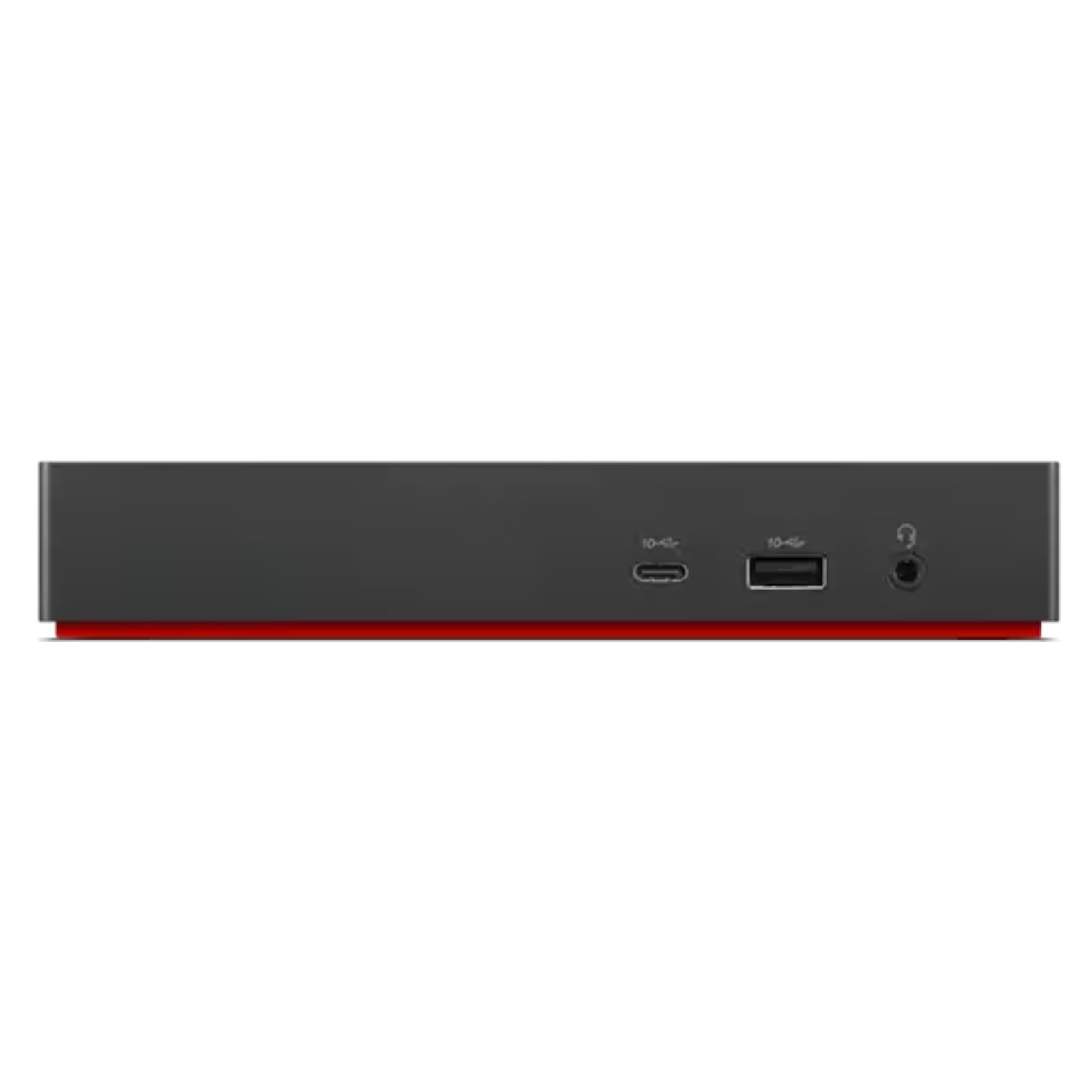 Dock station Lenovo ThinkPad Universal USB-C 40A9 recondicionada JANSit – Detalhe do painel frontal com portas USB 3.0 de alta velocidade e entrada combinada de áudio para auscultadores. Vista frontal com garantia JANSit.