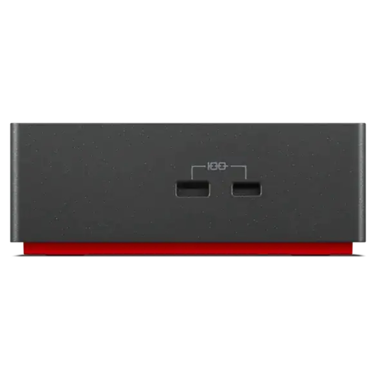 Dock station Lenovo ThinkPad Universal USB-C 40A9 recondicionada JANSit – Perfil compacto com detalhe do botão de energia e portas USB laterais de acesso rápido. Vista lateral da estação de ancoragem com garantia JANSit.