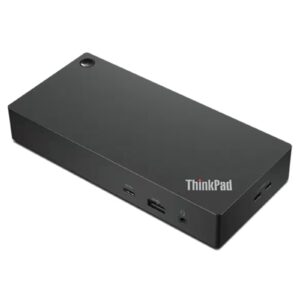 Dock station Lenovo ThinkPad Universal USB-C 40A9 recondicionada JANSit – Estação de ancoragem compacta para expansão de portas e carregamento de portáteis via USB-C. Imagem frontal do dispositivo com garantia JANSit.