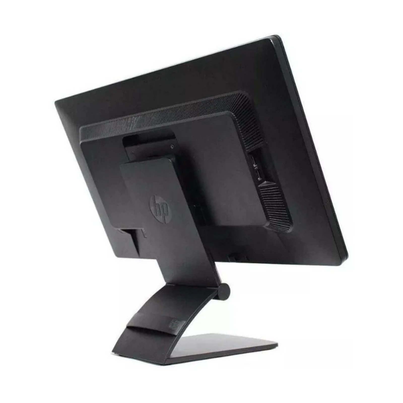 Monitor HP EliteDisplay E231 recondicionado JANSit – Conexões traseiras de vídeo VGA, DVI e DisplayPort com suporte de montagem VESA para braços articulados. Vista traseira do monitor HP EliteDisplay E231 com garantia JANSit.