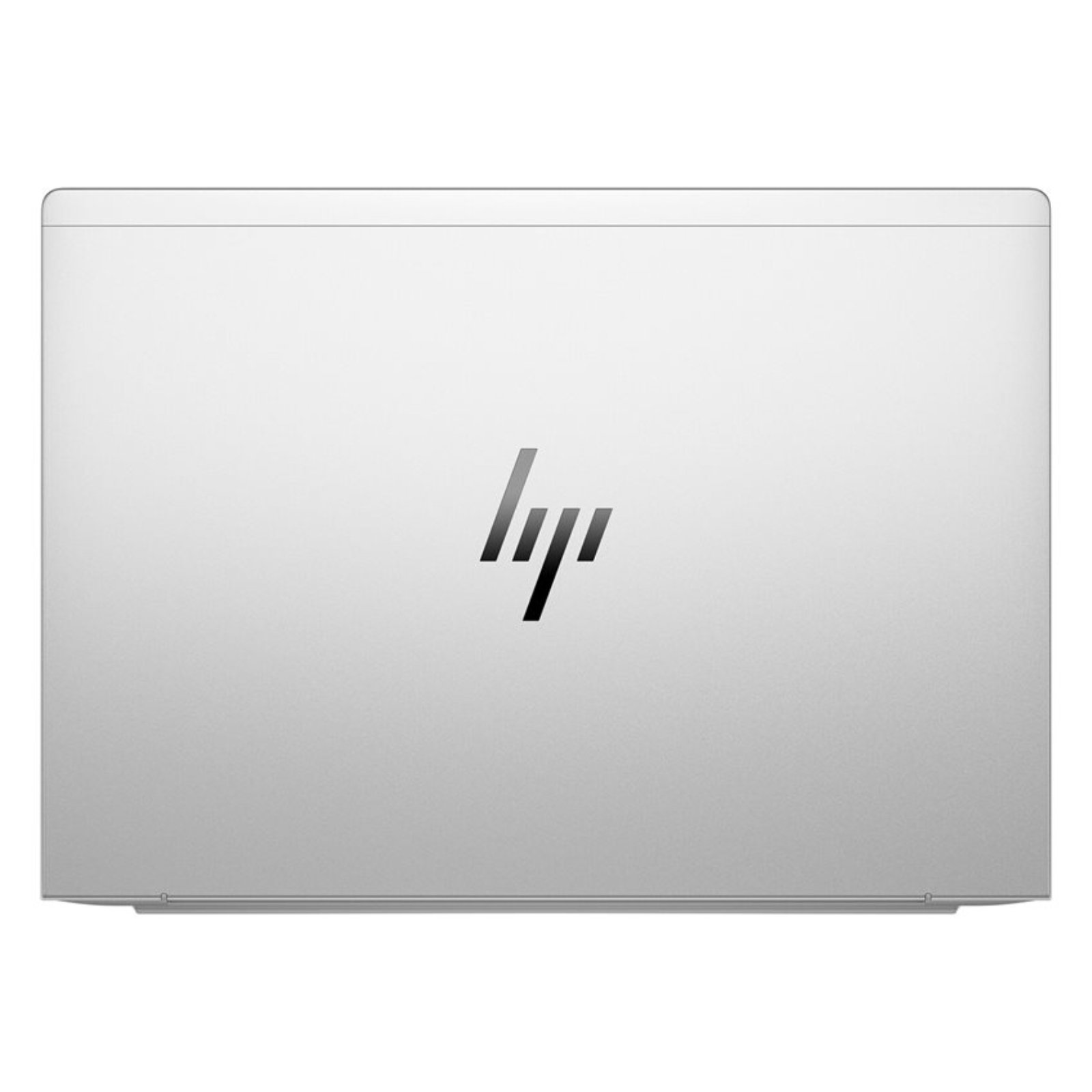 Portátil HP EliteBook 640 G11 recondicionado JANSit – Vista traseira da tampa exterior fechada, exibindo o acabamento premium em alumínio prateado, o logótipo moderno da HP e o design elegante das dobradiças. Com garantia JANSit.