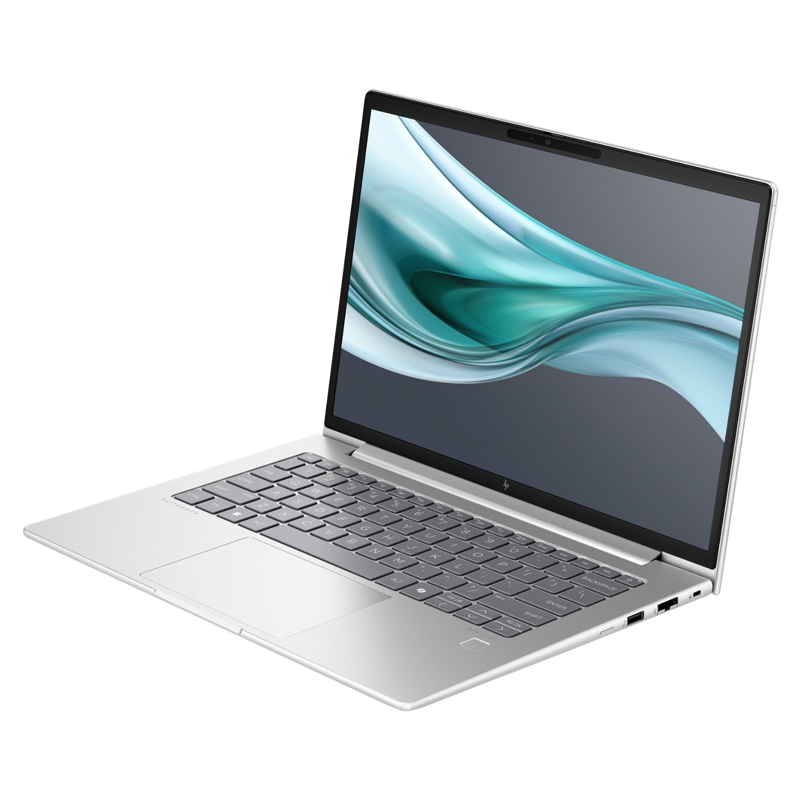 Portátil HP EliteBook 640 G11 recondicionado JANSit – Vista lateral direita do portátil profissional, exibindo as portas USB Tipo-A de alta velocidade, a porta de rede Ethernet RJ45 e o conector de áudio. Com garantia JANSit.